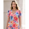 image:imageANRABESS Womens Summer Floral Maxi Dress Short Sleeve Flowy Tulle Wedding Guest Beach Vacation 2026 Spring Party Long DressesPink Blue Floral