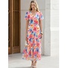 image:imageANRABESS Womens Summer Floral Maxi Dress Short Sleeve Flowy Tulle Wedding Guest Beach Vacation 2026 Spring Party Long DressesPink Blue Floral