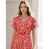 image:imageANRABESS Womens Summer Floral Maxi Dress Short Sleeve Flowy Tulle Wedding Guest Beach Vacation 2026 Spring Party Long DressesRed White Floral