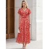 image:imageANRABESS Womens Summer Floral Maxi Dress Short Sleeve Flowy Tulle Wedding Guest Beach Vacation 2026 Spring Party Long DressesRed White Floral