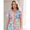image:imageANRABESS Womens Summer Floral Maxi Dress Short Sleeve Flowy Tulle Wedding Guest Beach Vacation 2026 Spring Party Long DressesWhite Blue Pink Floral