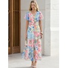image:imageANRABESS Womens Summer Floral Maxi Dress Short Sleeve Flowy Tulle Wedding Guest Beach Vacation 2026 Spring Party Long DressesWhite Blue Pink Floral