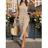 image:imageANRABESS Womens Summer Maxi Dress Casual Crew Neck Tie Waist Split WrinkleFree Fit Tank Long Vacation Dresses 2026 SpringApricot