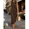 image:imageANRABESS Womens Summer Maxi Dress Casual Crew Neck Tie Waist Split WrinkleFree Fit Tank Long Vacation Dresses 2026 SpringBrown