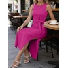 image:imageANRABESS Womens Summer Maxi Dress Casual Crew Neck Tie Waist Split WrinkleFree Fit Tank Long Vacation Dresses 2026 SpringHot Pink