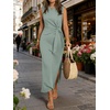 image:imageANRABESS Womens Summer Maxi Dress Casual Crew Neck Tie Waist Split WrinkleFree Fit Tank Long Vacation Dresses 2026 SpringLight Green