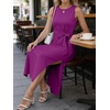 image:imageANRABESS Womens Summer Maxi Dress Casual Crew Neck Tie Waist Split WrinkleFree Fit Tank Long Vacation Dresses 2026 SpringPurple Red