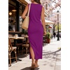 image:imageANRABESS Womens Summer Maxi Dress Casual Crew Neck Tie Waist Split WrinkleFree Fit Tank Long Vacation Dresses 2026 SpringPurple Red