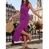 image:imageANRABESS Womens Summer Maxi Dress Casual Crew Neck Tie Waist Split WrinkleFree Fit Tank Long Vacation Dresses 2026 SpringPurple Red