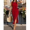 image:imageANRABESS Womens Summer Maxi Dress Casual Crew Neck Tie Waist Split WrinkleFree Fit Tank Long Vacation Dresses 2026 SpringRed