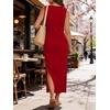 image:imageANRABESS Womens Summer Maxi Dress Casual Crew Neck Tie Waist Split WrinkleFree Fit Tank Long Vacation Dresses 2026 SpringRed