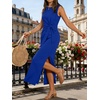image:imageANRABESS Womens Summer Maxi Dress Casual Crew Neck Tie Waist Split WrinkleFree Fit Tank Long Vacation Dresses 2026 SpringRoyal Blue