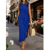 image:imageANRABESS Womens Summer Maxi Dress Casual Crew Neck Tie Waist Split WrinkleFree Fit Tank Long Vacation Dresses 2026 SpringRoyal Blue