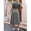 image:imageANRABESS Womens Summer Midi Dress Striped Casual Short Sleeve Crewneck Empire Waist 2026 Flowy Long Beach Dress with PocketsBlack Gingham