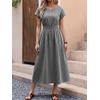 image:imageANRABESS Womens Summer Midi Dress Striped Casual Short Sleeve Crewneck Empire Waist 2026 Flowy Long Beach Dress with PocketsBlack Gingham