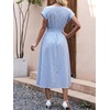 image:imageANRABESS Womens Summer Midi Dress Striped Casual Short Sleeve Crewneck Empire Waist 2026 Flowy Long Beach Dress with PocketsLight Blue Gingham