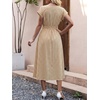 image:imageANRABESS Womens Summer Midi Dress Striped Casual Short Sleeve Crewneck Empire Waist 2026 Flowy Long Beach Dress with PocketsLight Brown Gingham