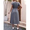 image:imageANRABESS Womens Summer Midi Dress Striped Casual Short Sleeve Crewneck Empire Waist 2026 Flowy Long Beach Dress with PocketsNavy Gingham