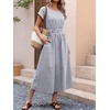 image:imageANRABESS Womens Summer Midi Dress Striped Casual Short Sleeve Crewneck Empire Waist 2026 Flowy Long Beach Dress with PocketsNavy White Stripe