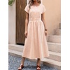 image:imageANRABESS Womens Summer Midi Dress Striped Casual Short Sleeve Crewneck Empire Waist 2026 Flowy Long Beach Dress with PocketsOrange White Stripe