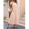 image:imageANRABESS Womens Summer Midi Dress Striped Casual Short Sleeve Crewneck Empire Waist 2026 Flowy Long Beach Dress with PocketsOrange White Stripe