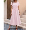 image:imageANRABESS Womens Summer Midi Dress Striped Casual Short Sleeve Crewneck Empire Waist 2026 Flowy Long Beach Dress with PocketsPink White Stripe