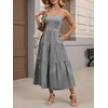image:imageANRABESS Womens Summer Midi Dresses Casual Striped Plaid Sleeveless Flowy Maxi Dress 2026 Beach Vacation SundressBlack White Plaid