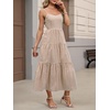 image:imageANRABESS Womens Summer Midi Dresses Casual Striped Plaid Sleeveless Flowy Maxi Dress 2026 Beach Vacation SundressBrown White Plaid