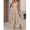 image:imageANRABESS Womens Summer Midi Dresses Casual Striped Plaid Sleeveless Flowy Maxi Dress 2026 Beach Vacation SundressBrown White Plaid