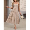 image:imageANRABESS Womens Summer Midi Dresses Casual Striped Plaid Sleeveless Flowy Maxi Dress 2026 Beach Vacation SundressBrown White Plaid