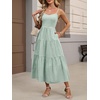 image:imageANRABESS Womens Summer Midi Dresses Casual Striped Plaid Sleeveless Flowy Maxi Dress 2026 Beach Vacation SundressGreen White Plaid