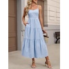 image:imageANRABESS Womens Summer Midi Dresses Casual Striped Plaid Sleeveless Flowy Maxi Dress 2026 Beach Vacation SundressLight Blue White Plaid