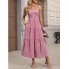 image:imageANRABESS Womens Summer Midi Dresses Casual Striped Plaid Sleeveless Flowy Maxi Dress 2026 Beach Vacation SundressRed White Plaid