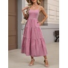 image:imageANRABESS Womens Summer Midi Dresses Casual Striped Plaid Sleeveless Flowy Maxi Dress 2026 Beach Vacation SundressRed White Plaid