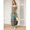 image:imageANRABESS Womens Summer Spaghetti Strap Maxi Dress Beach Cover Up Casual Sleeveless Sundress Vacation Cruise Hawaiian TravelOrange Teal Leaf