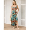 image:imageANRABESS Womens Summer Spaghetti Strap Maxi Dress Beach Cover Up Casual Sleeveless Sundress Vacation Cruise Hawaiian TravelOrange Teal Leaf