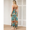 image:imageANRABESS Womens Summer Spaghetti Strap Maxi Dress Beach Cover Up Casual Sleeveless Sundress Vacation Cruise Hawaiian TravelOrange Teal Leaf