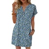 image:imageANRABESS Summer Dresses for Women Casual V Neck Short Sleeve Mini Tshirt Dress 2026 Loose Fit Beach Vacation Shift SundressBlue White Green Floral