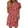 image:imageANRABESS Summer Dresses for Women Casual V Neck Short Sleeve Mini Tshirt Dress 2026 Loose Fit Beach Vacation Shift SundressFloral Red