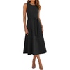 image:imageANRABESS Women Formal Sleeveless Midi Dress Elegant Belted ALine Cocktail Dress for Wedding Guest Work Party SummerBlack