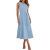 image:imageANRABESS Women Formal Sleeveless Midi Dress Elegant Belted ALine Cocktail Dress for Wedding Guest Work Party SummerLight Blue