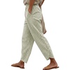 image:imageANRABESS Womens Striped Gingham Pants Summer Lounge Cute PJ Bottom Plaid Pants Casual Wide Leg Beach Trouser with PocketsArmy Green White Plaid