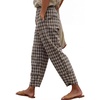 image:imageANRABESS Womens Striped Gingham Pants Summer Lounge Cute PJ Bottom Plaid Pants Casual Wide Leg Beach Trouser with PocketsMulti Coffee Plaid