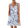 image:imageANRABESS Womens Summer Beach Vacation Dresses V Neck Sleeveless Casual Button Down A Line Swing Mini Sundresses with PocketsBlue White Floral