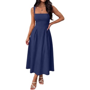 image:imageANRABESS Cocktail Dresses for Women Square Neck A Line Sleeveless Flowy Elegant Formal Wedding Guest Party Maxi Summer DressNavy Blue