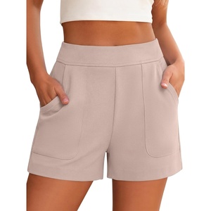 image:imageANRABESS Shorts for Women Summer Casual Elastic High Waist Lounge Comfy Dress Shorts with Pockets 2026 Beach Vacation ClothesLight Khaki