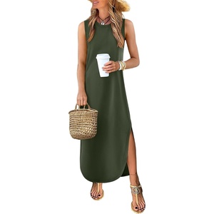 image:imageANRABESS Summer Dresses for Women 2026Sleeveless Loose Fit Casual Maxi SundressWrinkleFree Soft Beach Vacation ClothesArmy Green