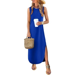 image:imageANRABESS Summer Dresses for Women 2026Sleeveless Loose Fit Casual Maxi SundressWrinkleFree Soft Beach Vacation ClothesRoral Blue