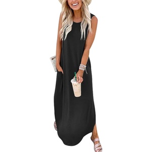 image:imageANRABESS Women Summer Maxi Dress Beach Vacation Sundress Sleeveless Casual Loose Shirt Dresses 2026 Travel OutfitsBlack