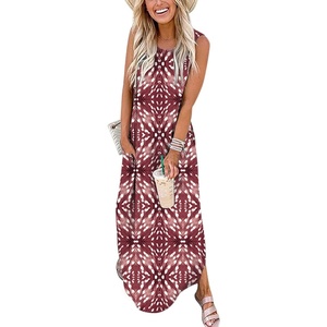 image:imageANRABESS Women Summer Maxi Dress Beach Vacation Sundress Sleeveless Casual Loose Shirt Dresses 2026 Travel OutfitsPrint Red